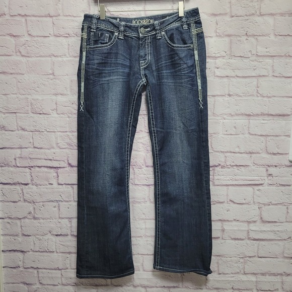 Rock & Roll Denim Denim - Rock & Roll Cowgirl Riding Jeans 32x30 Blue Bootcut Rodeo Cowboy Streetwear Boho